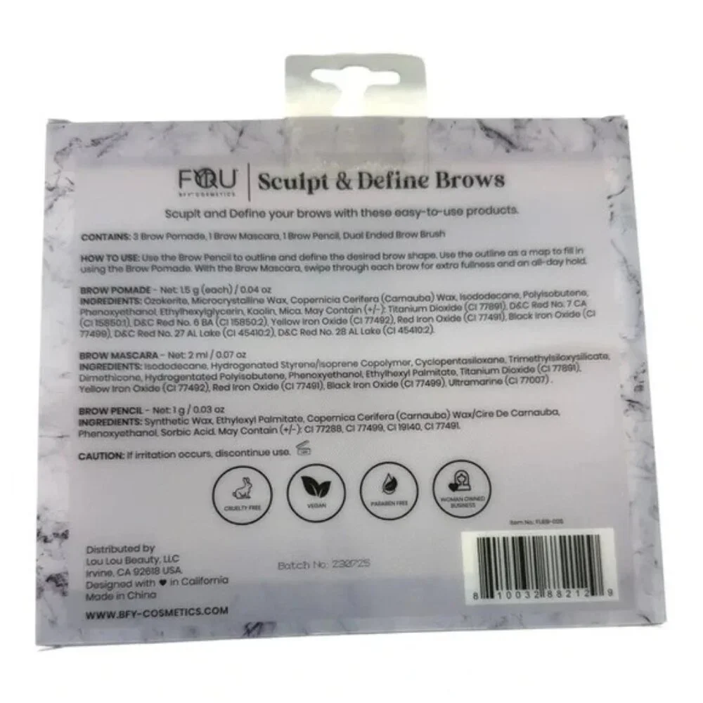 BFY Cosmetics Sculpt Define Brows Kit Universal Shades Long Lasting Smudge-Proof